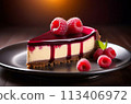 creamy and fruity of a raspberry cheesecake, elevated by an enchanting syrup and a of fresh berries 113406972