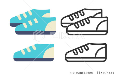 Simple sneaker illustration set 113407334