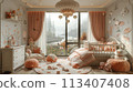 Whimsical fairy tale-themed nursery with magical accents and soft colors3D render 113407408