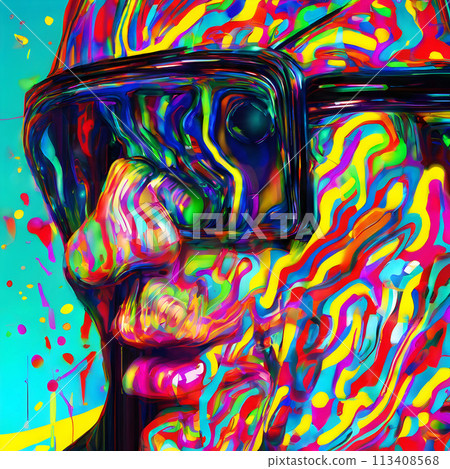An intensely vibrant and colorful human face, An intensely vibrant and colorful human face, 113408568