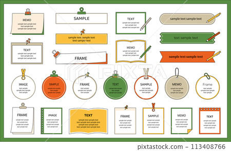 Memo Note Frame Set Pop Decoration Decorative Border Variation Line Drawing Simple Cute Memo Note Frame Set Pop Decoration Decorative Border Variation Line Drawing Simple Cute 113408766