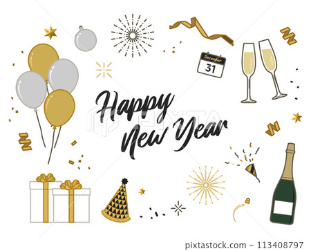 new year gold and silver illustration new year gold and silver illustration 113408797