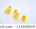 Five Yellow rubber ducks on a white background 113408824