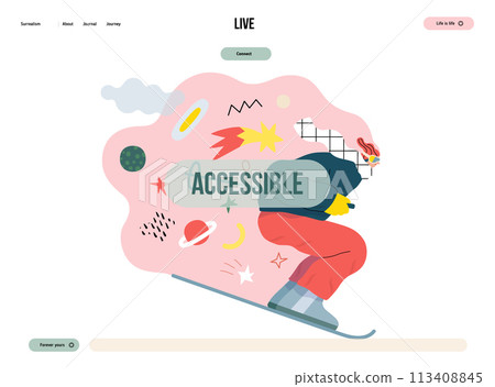 Life Unframed: Cosmic skier -modern flat vector concept illustration of a man skiing in the space. Metaphor of unpredictability, imagination, whimsy, cycle of existence, play, growth and discovery Life Unframed: Cosmic skier -modern flat vector concept illustration of a man skiing in the space. Metaphor of unpredictability, imagination, whimsy, cycle of existence, play, growth and discovery 113408845