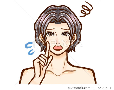 患有皮膚問題的黑髮英俊成年男子的材料 113409694