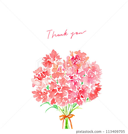 Watercolor painting. Carnation vector illustration with watercolor touch. Carnation frame for Mother's Day. 113409705