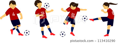 孩子踢足球插畫素材 113410290