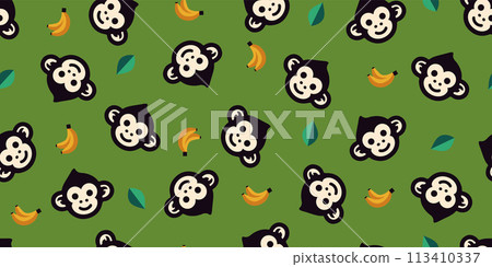 Monkey and banana pattern background material Monkey and banana pattern background material 113410337