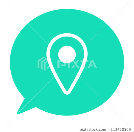A simple green map mark and speech bubble 113410569