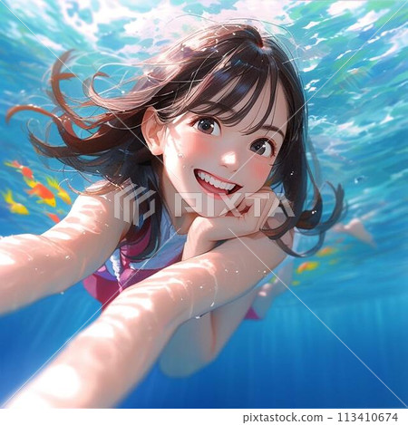 Woman swimming in the pool 113410674