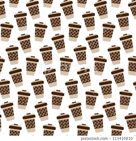 Disposable cups with coffee beans pattern in trendy soft brawn in minimalist cartoon style Backdrop 113410810