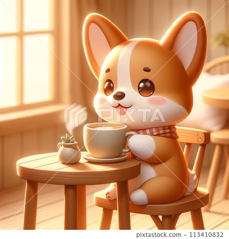 柯基犬享受下午茶時光 柯基犬享受下午茶時光 113410832