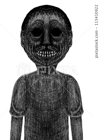 黑白令人毛骨悚然的男孩或鬼魂 黑白令人毛骨悚然的男孩或鬼魂 113410922