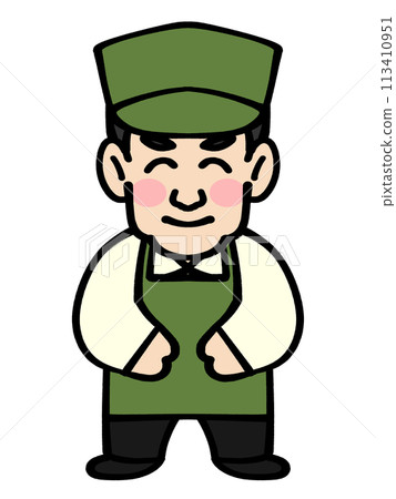 Illustration material of a cafe clerk bowing 113410951