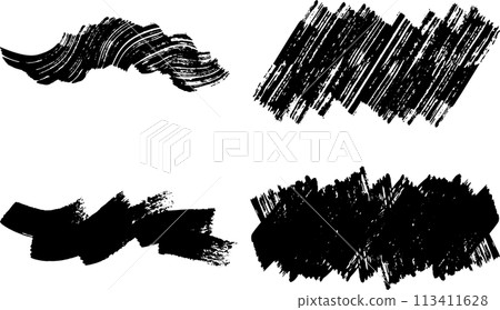 Monochrome brush-drawn ornaments vector illustration set 113411628