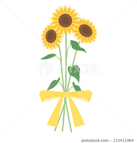 Sunflower bouquet illustration, icon, vector Sunflower bouquet illustration, icon, vector 113411964