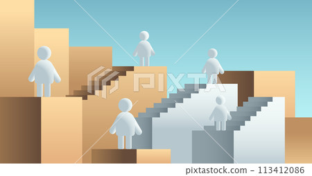 people icons person symbols human figures climbing stairs leadership competition concept horizontal 113412086