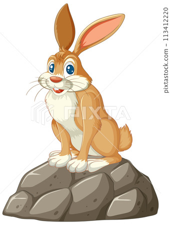 Cheerful Rabbit on a Rocky Outcrop 113412220