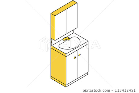 Home renovation, separate wash basin, simple isometric illustration 113412451