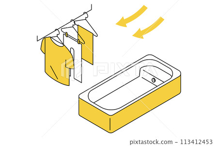 Home renovation, bathroom with bathroom heater dryer, simple isometric illustration Home renovation, bathroom with bathroom heater dryer, simple isometric illustration 113412453