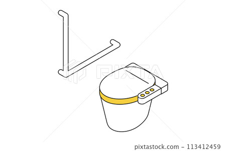 Home renovation, nursing care renovation to install handrails in the toilet, simple isometric illustration 113412459