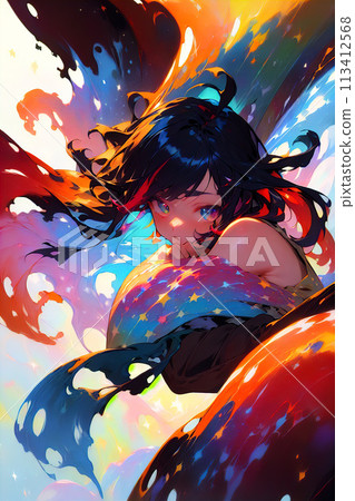 A girl emerging from an oil painting [AI-generated image] 113412568