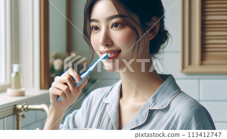 Oriental woman, Asian woman, Oriental girl, Asian girl, Oriental woman, Asian woman, various gestures, postures, expressions 113412747