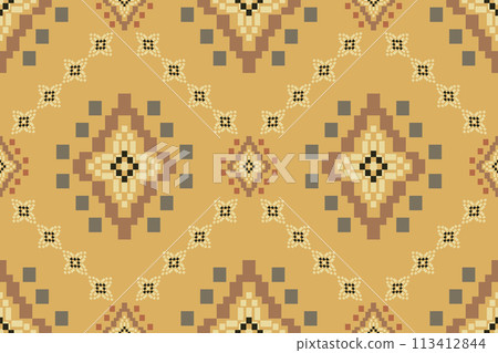 Navajo tribal vector seamless pattern. Native American ornament. Ethnic South Western decor style. Boho geometric ornament. Vector seamless pattern. Mexican blanket, rug. Woven carpet illustration. Navajo tribal vector seamless pattern. Native American ornament. Ethnic South Western decor style. Boho geometric ornament. Vector seamless pattern. Mexican blanket, rug. Woven carpet illustration. 113412844