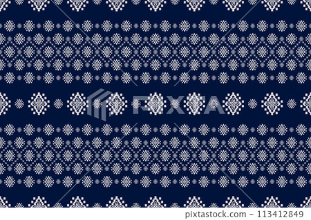 Navajo tribal vector seamless pattern. Native American ornament. Ethnic South Western decor style. Boho geometric ornament. Vector seamless pattern. Mexican blanket, rug. Woven carpet illustration. 113412849