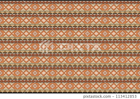Navajo tribal vector seamless pattern. Native American ornament. Ethnic South Western decor style. Boho geometric ornament. Vector seamless pattern. Mexican blanket, rug. Woven carpet illustration. 113412853