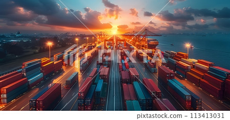 Illustration of large vehicles transporting at sunrise or sunset in warm tone. It conveys peace, warmth and good memories. It may refer to a vehicle that transports goods or raw materials safely. Illustration of large vehicles transporting at sunrise or sunset in warm tone. It conveys peace, warmth and good memories. It may refer to a vehicle that transports goods or raw materials safely. 113413031