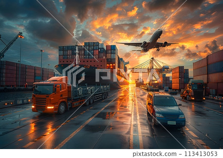 Transporting Good Image Illustration of large vehicles transporting at... - Stock Illustration ...