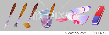 Painting tools set isolated on background 113413742