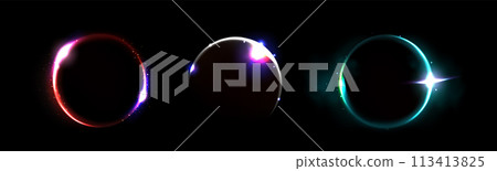 Solar eclipse neon light effect. Solar eclipse neon light effect. 113413825