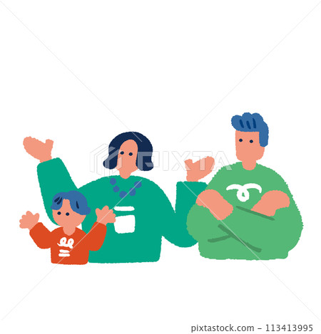 簡單扁平的父母和孩子插畫 簡單扁平的父母和孩子插畫 113413995