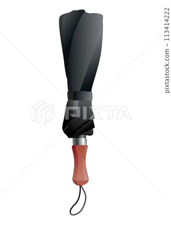 Umbrella. Parasol folded, side view. Hand-held rain, sun or windbreak protection. Vector illustration isolated on white background Umbrella. Parasol folded, side view. Hand-held rain, sun or windbreak protection. Vector illustration isolated on white background 113414222