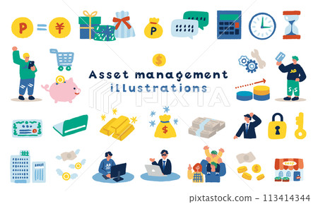 受資產管理啟發的簡單而豐富多彩的插圖 受資產管理啟發的簡單而豐富多彩的插圖 113414344