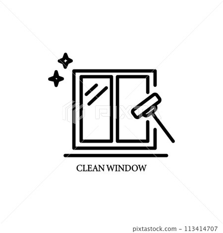 Clean window icon. Thin line clean window, car icon from cleaning collection. Outline vector isolated on white background. Editable clean window symbol can be used web and mobile Clean window icon. Thin line clean window, car icon from cleaning collection. Outline vector isolated on white background. Editable clean window symbol can be used web and mobile 113414707