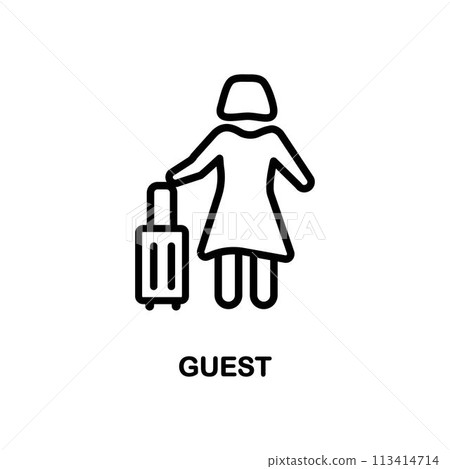 Guest outline vector icon. Thin line black guest icon, flat vector simple element illustration from editable hotel concept isolated on white background 113414714