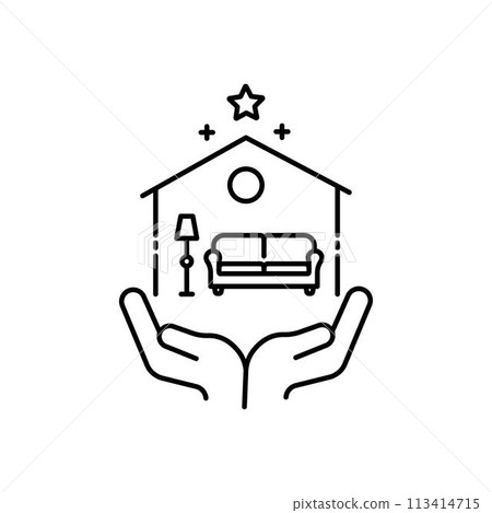 Contents Insurance icon. Outline style icon design isolated on white background 113414715