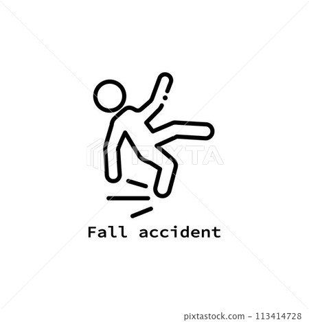 Fall, falling, watch your step, accident , Caution, linear icon. Editable stroke Fall, falling, watch your step, accident , Caution, linear icon. Editable stroke 113414728