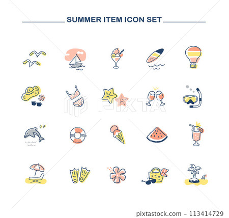 Summer image icon set Summer image icon set 113414729