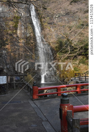 red bridge and waterfall red bridge and waterfall 113415026