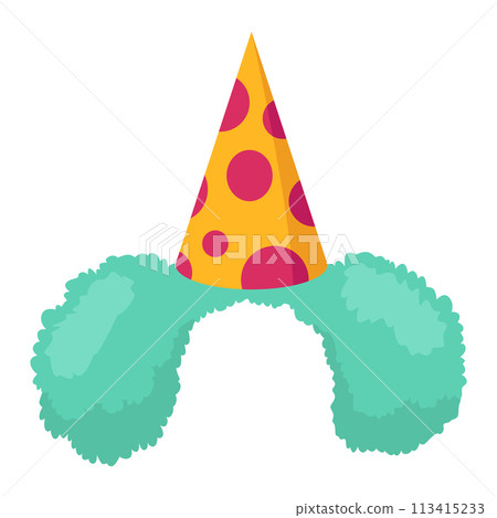 Photo Booth Prop clown wig. Vector illustration 113415233