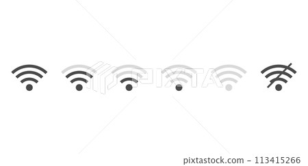Signal strength wifi icon set collection. Wireless connection network symbol vector 113415266