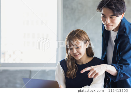 Casual business scene using a computer Casual business scene using a computer 113415303
