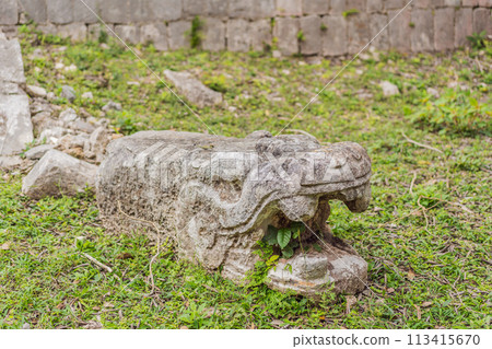 Old pyramid and temple of the castle of the Mayan architecture known as Chichen Itza these are the ruins of this ancient pre-columbian civilization and part of humanity 113415670