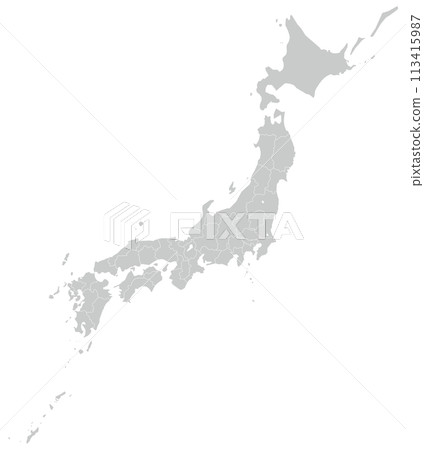 日本灰色可分割地圖 日本灰色可分割地圖 113415987