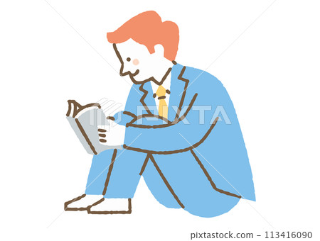 穿著西裝看書的男人_color 113416090