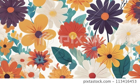 seamless pattern with colorful flowers 113416453